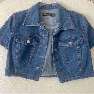 Blue Denim Short Sleeve Crop